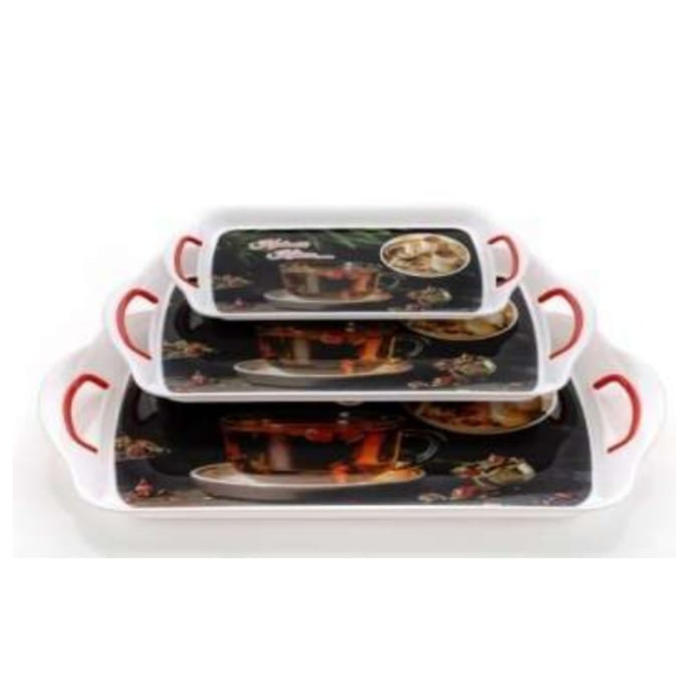 Finner Premium Era Serving Tray Set of 3 Kashmiri Kahwa Print Design